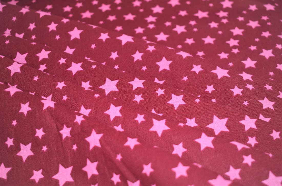 Maroon & Pink Star Print 100% Cotton
