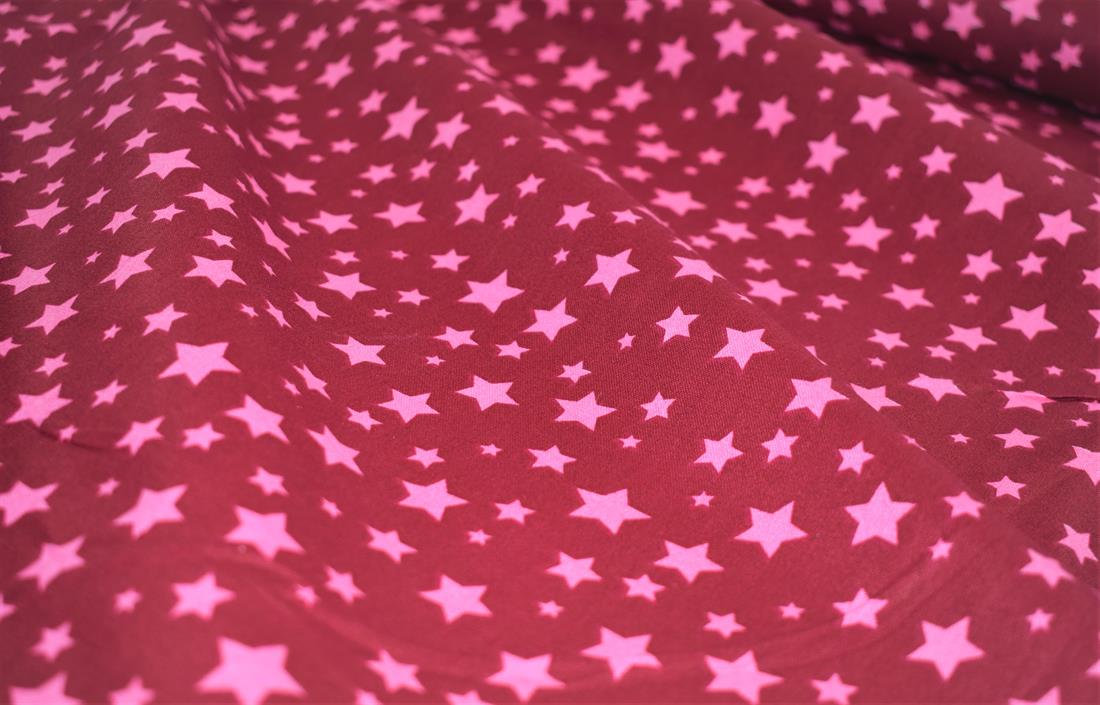 Maroon & Pink Star Print 100% Cotton