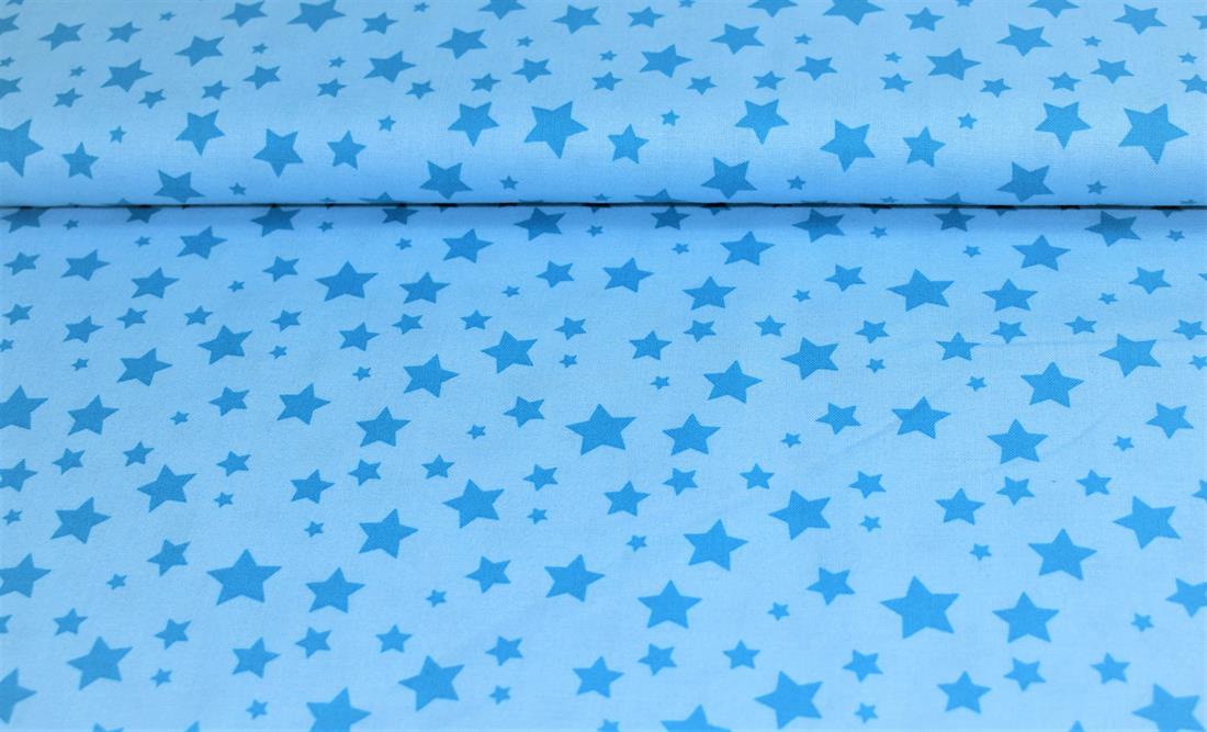 Sky Blue Star Print 100% Cotton