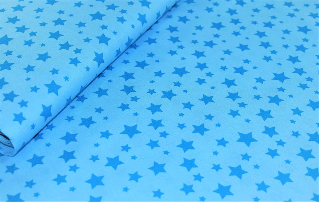 Sky Blue Star Print 100% Cotton
