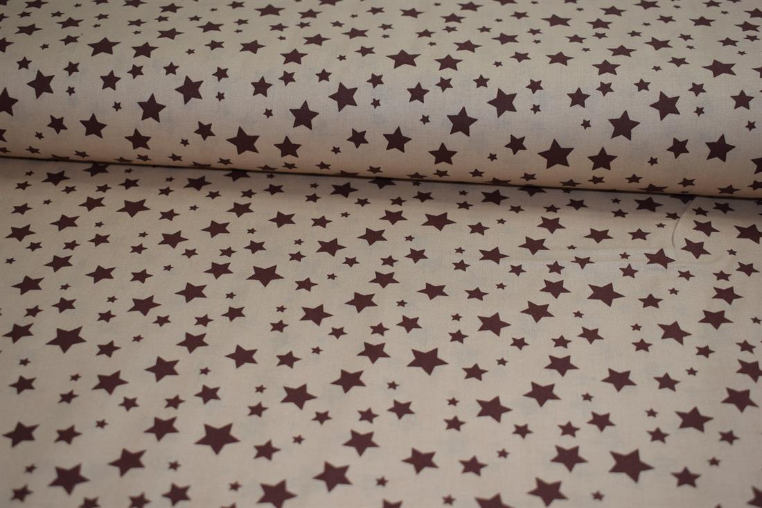 Beige Star Print 100% Cotton
