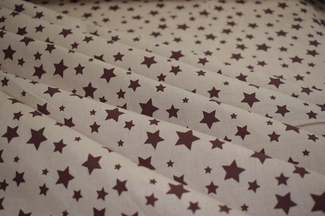 Beige Star Print 100% Cotton