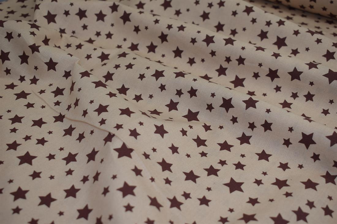Beige Star Print 100% Cotton