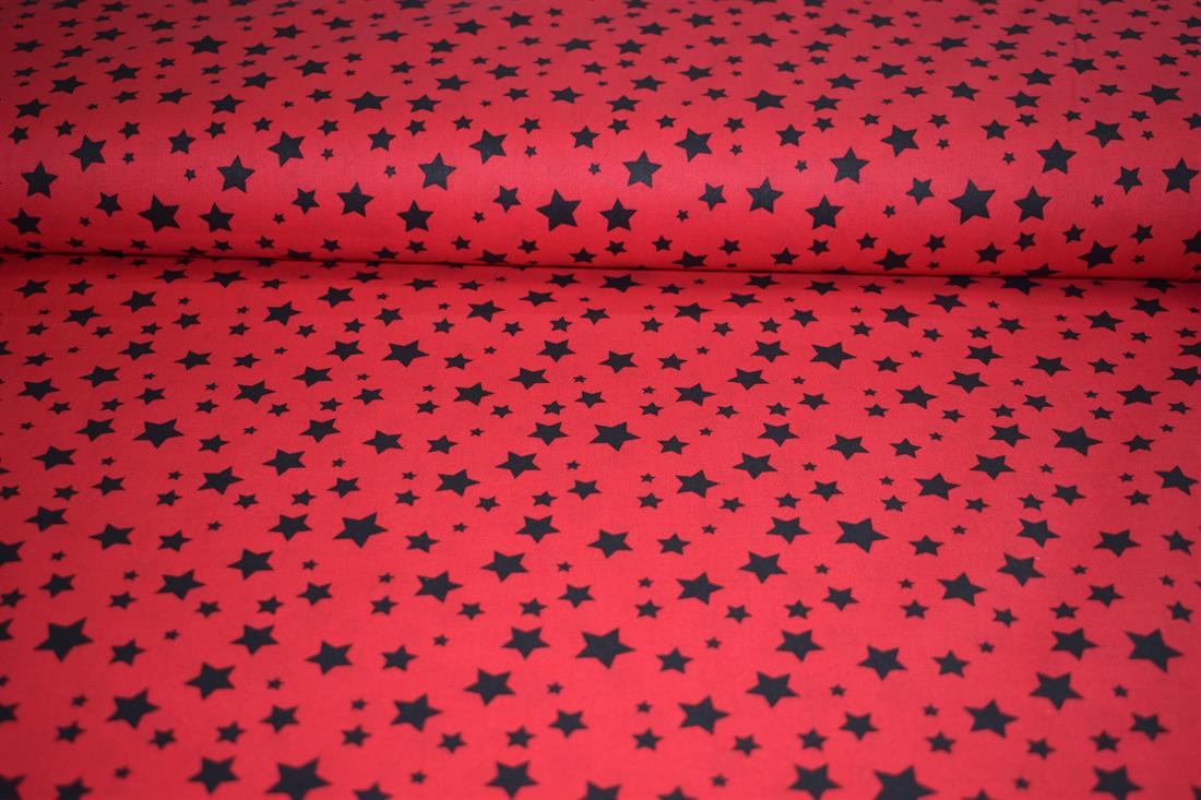 RED & Black Star Print 100% Cotton