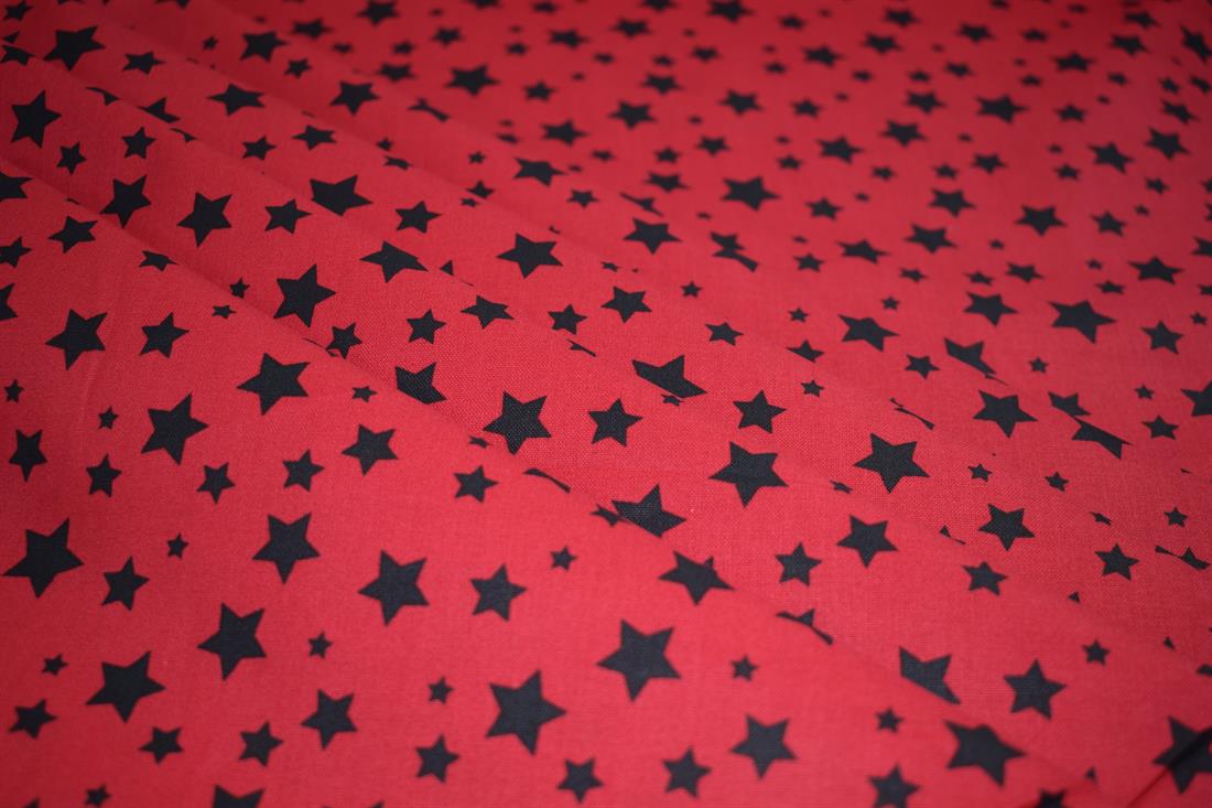 RED & Black Star Print 100% Cotton