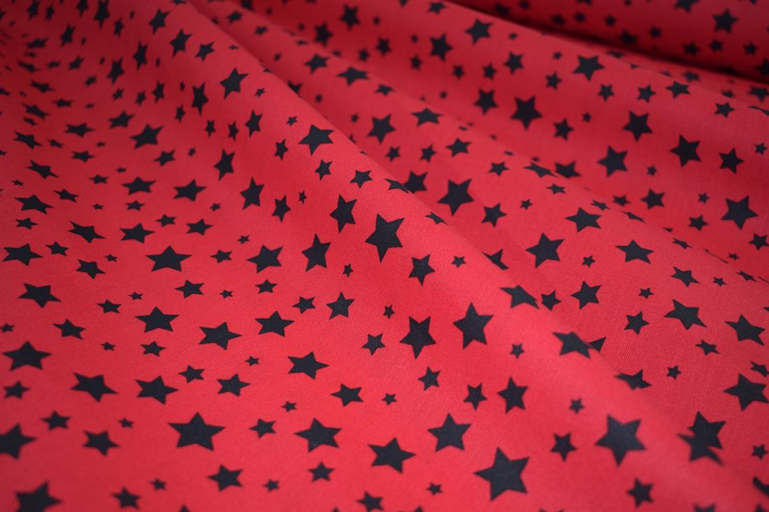 RED & Black Star Print 100% Cotton