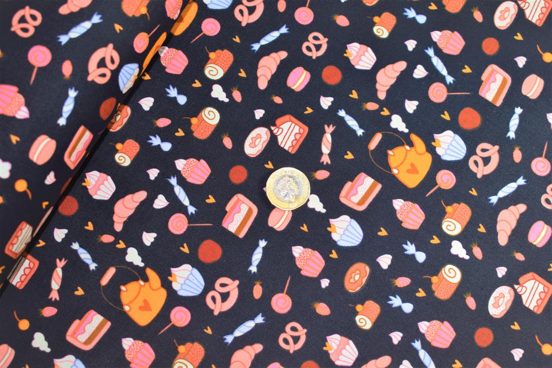 Navy Printed Cotton Fabrics