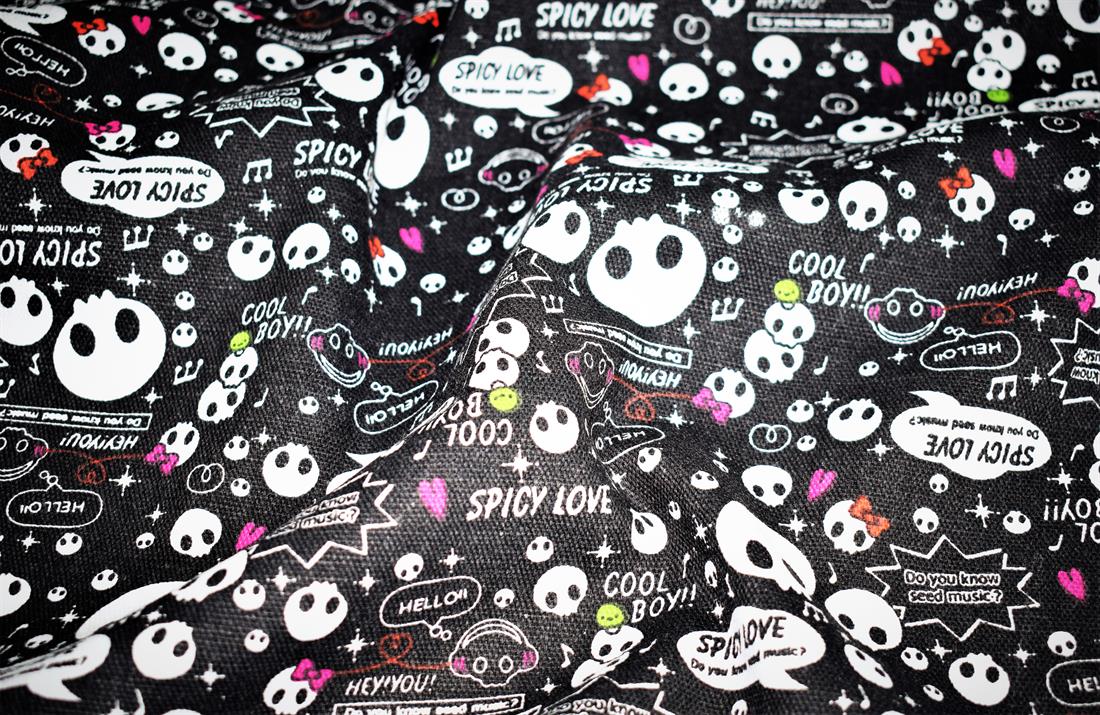 Black & Green Printed Canvas 145 Cm Wide