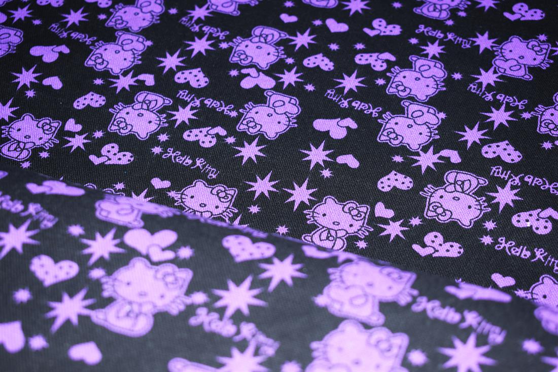 Black & Purple Canvas Cotton Printed Fabic