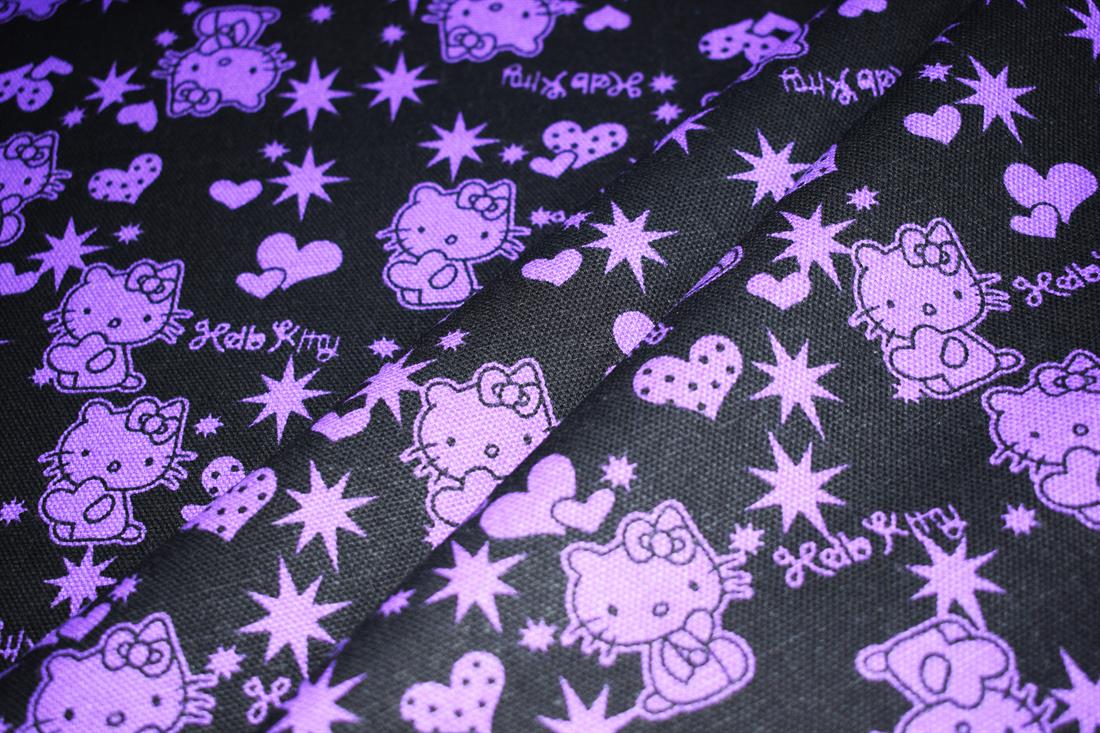 Black & Purple Canvas Cotton Printed Fabic