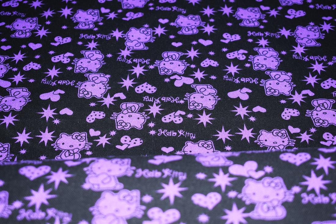 Black & Purple Canvas Cotton Printed Fabic