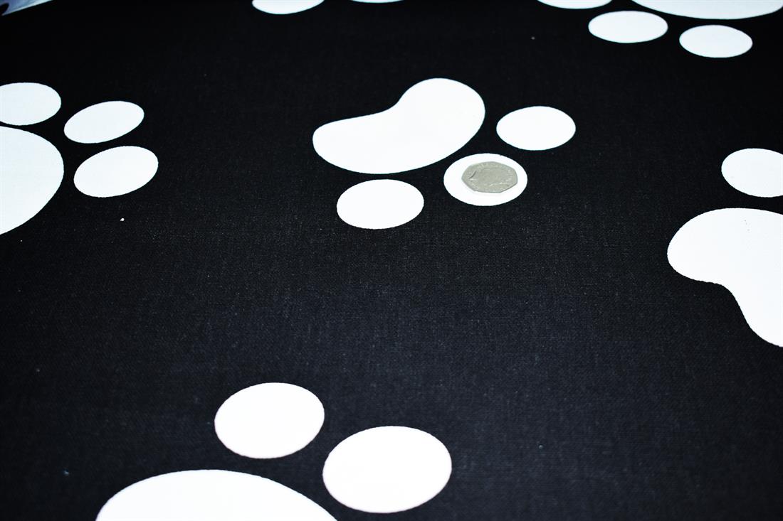 Black Cotton Paw Print Canvas
