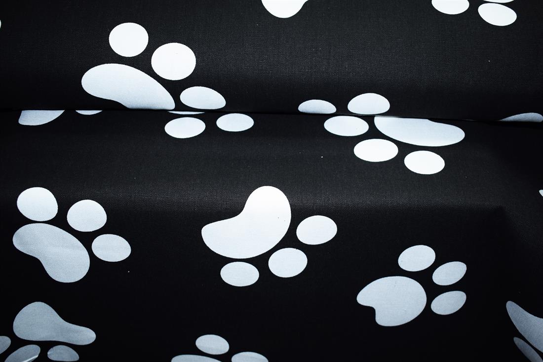 Black Cotton Paw Print Canvas