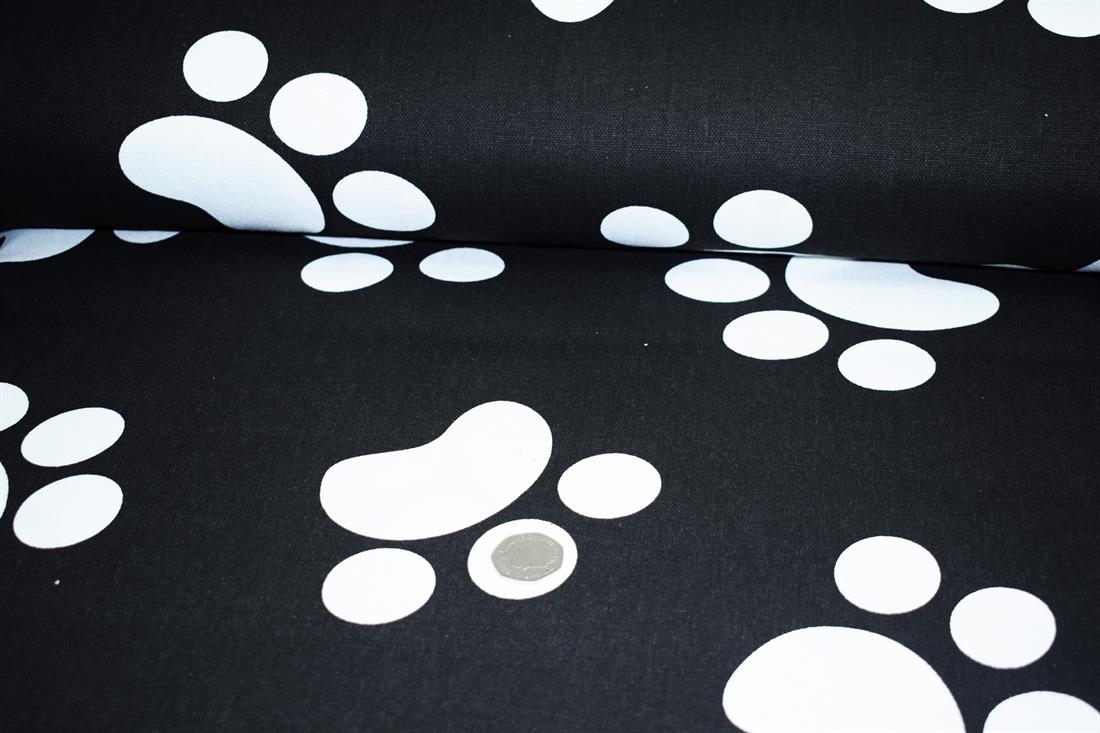 Black Cotton Paw Print Canvas