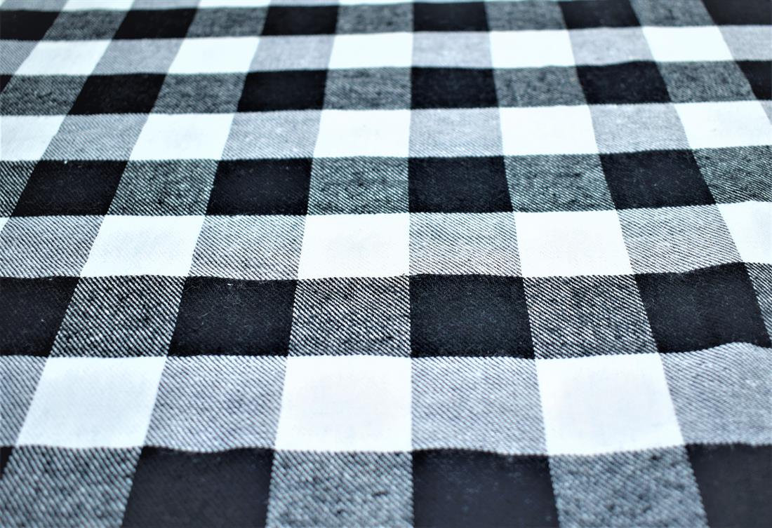 Cream & Black Cotton Classic Brushed Tartan