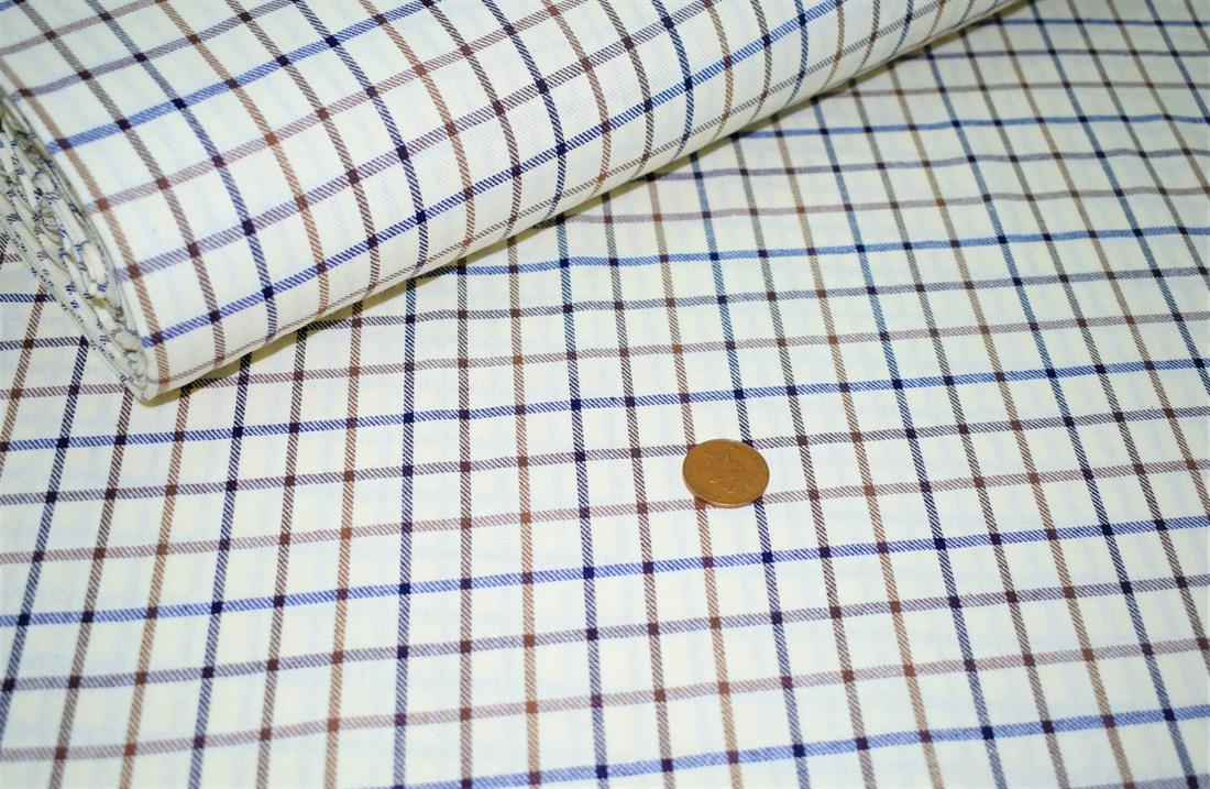 Cream & Brown Cotton Classic Brushed Tartan