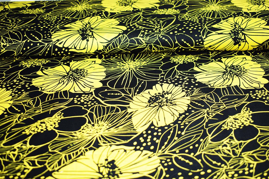 Black & Yellow Cotton Lawn