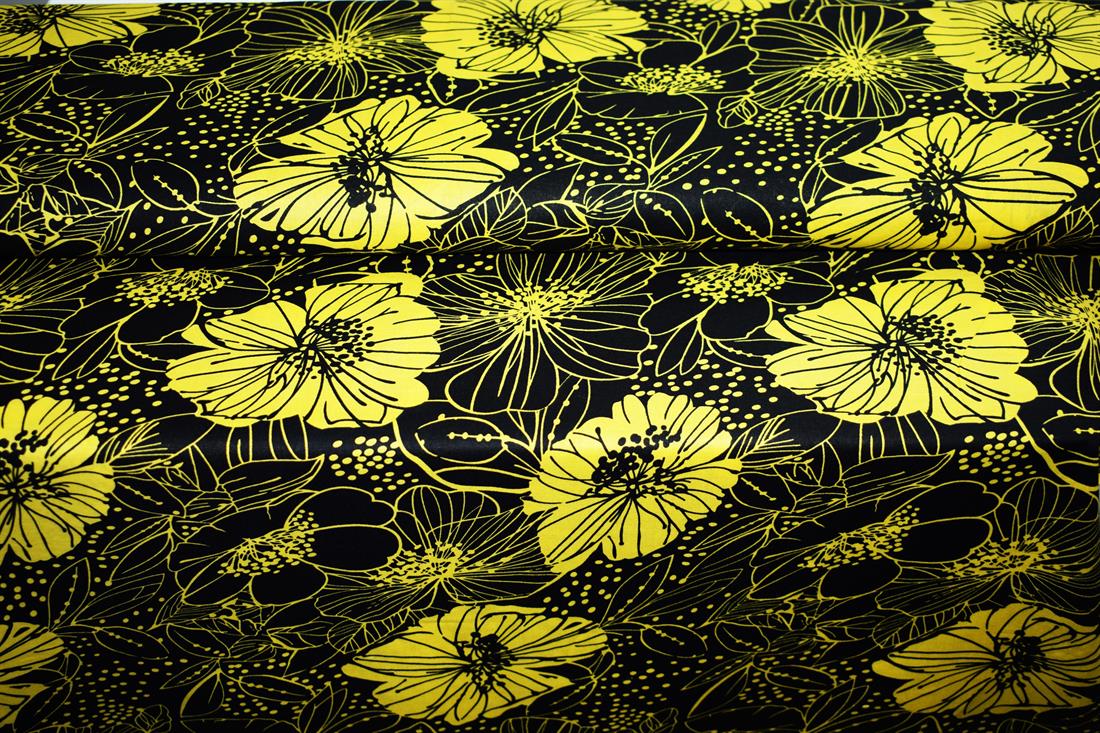 Black & Yellow Cotton Lawn