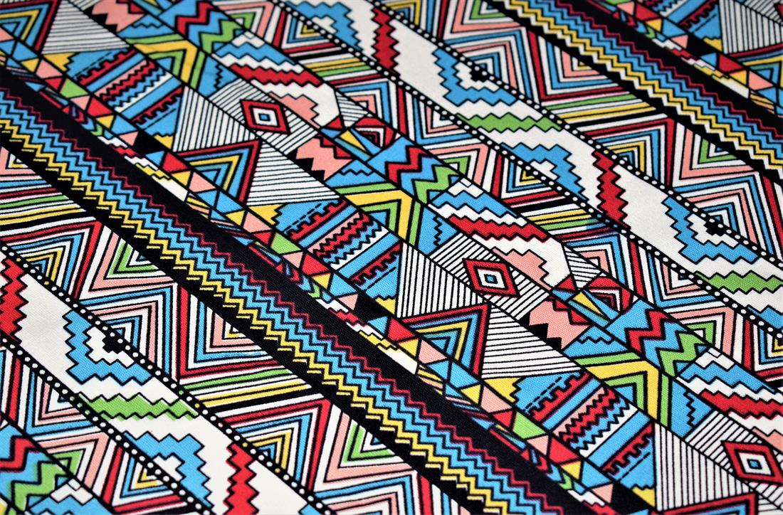 COL 6 Cotton Canvas Aztec Geometric Print