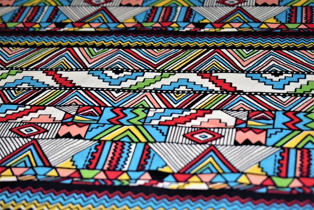 COL 6 Cotton Canvas Aztec Geometric Print
