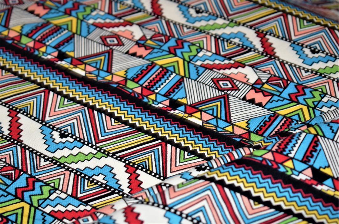COL 6 Cotton Canvas Aztec Geometric Print