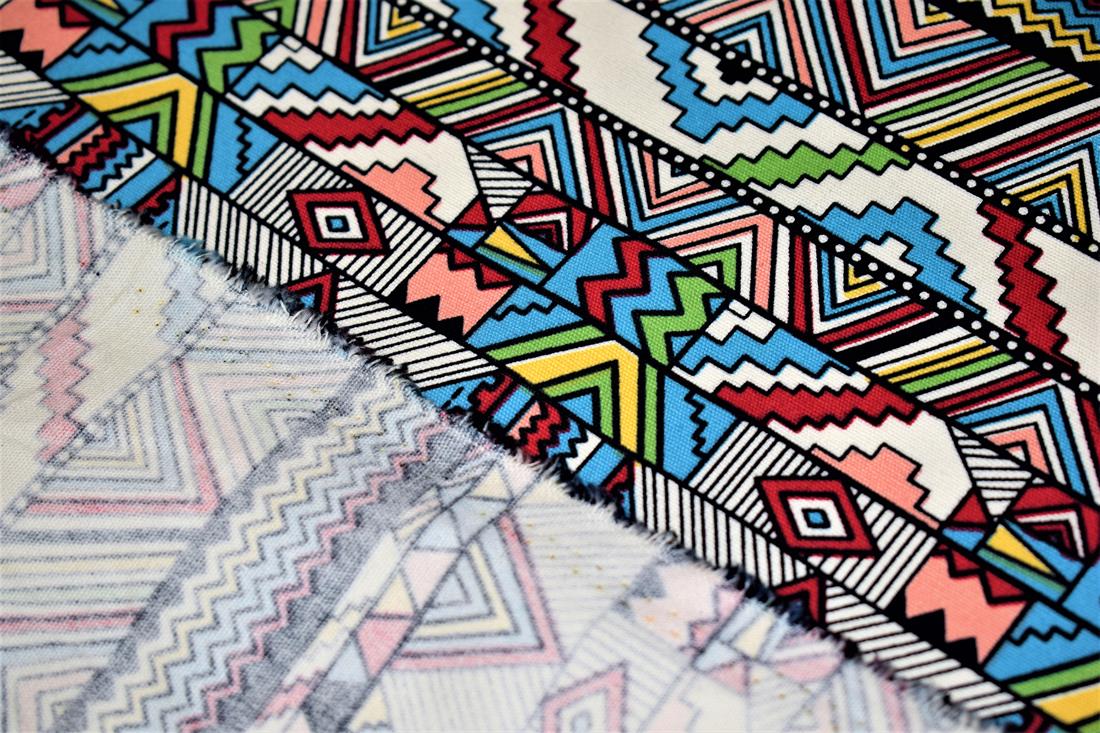 COL 6 Cotton Canvas Aztec Geometric Print