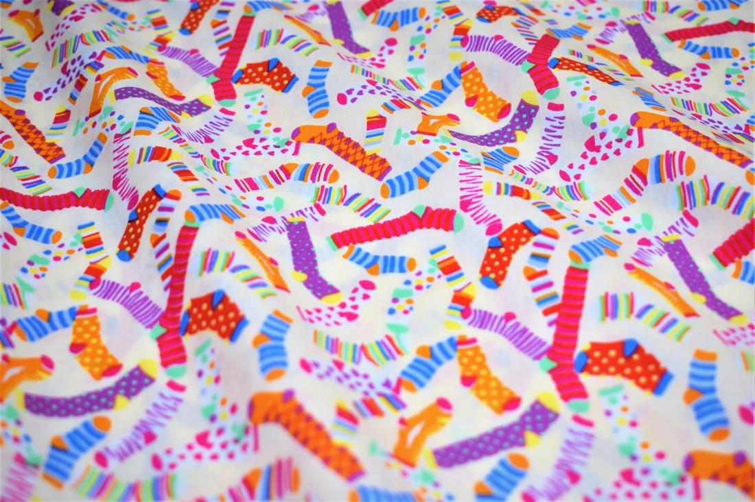 Cream Socks Print Cotton