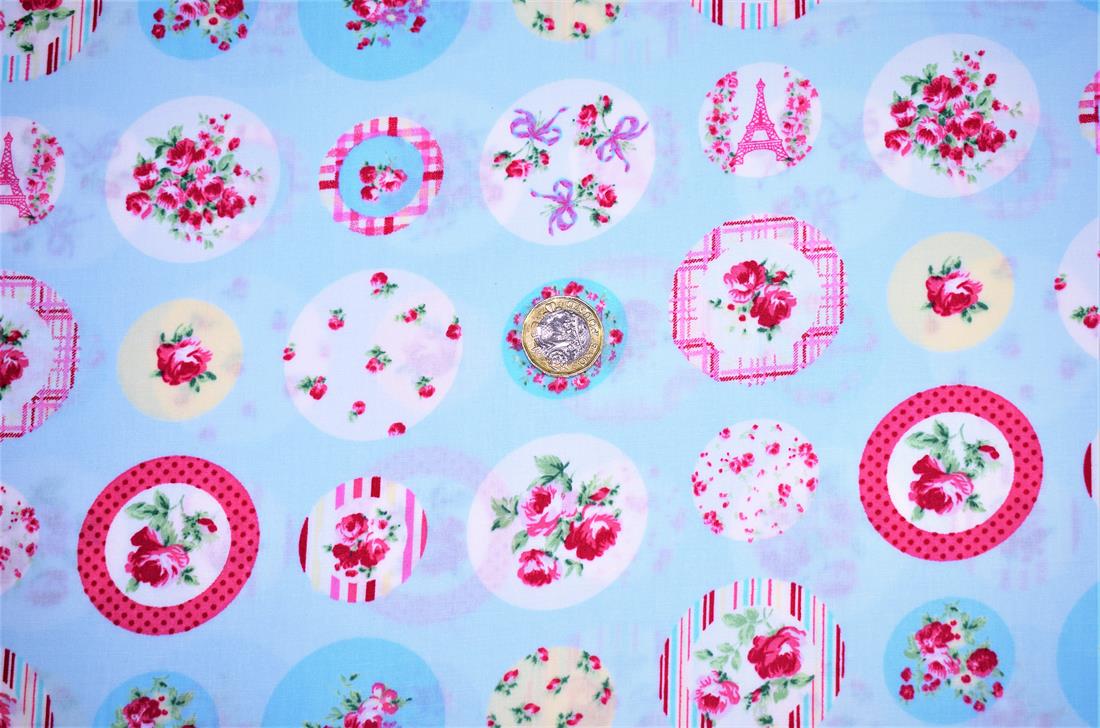 Sky Blue Pairs Blossom Print Cotton