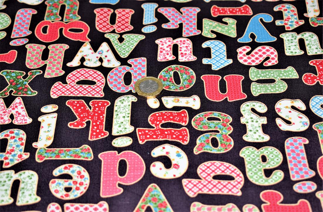 Brown Cotton Alphabet Letters Print