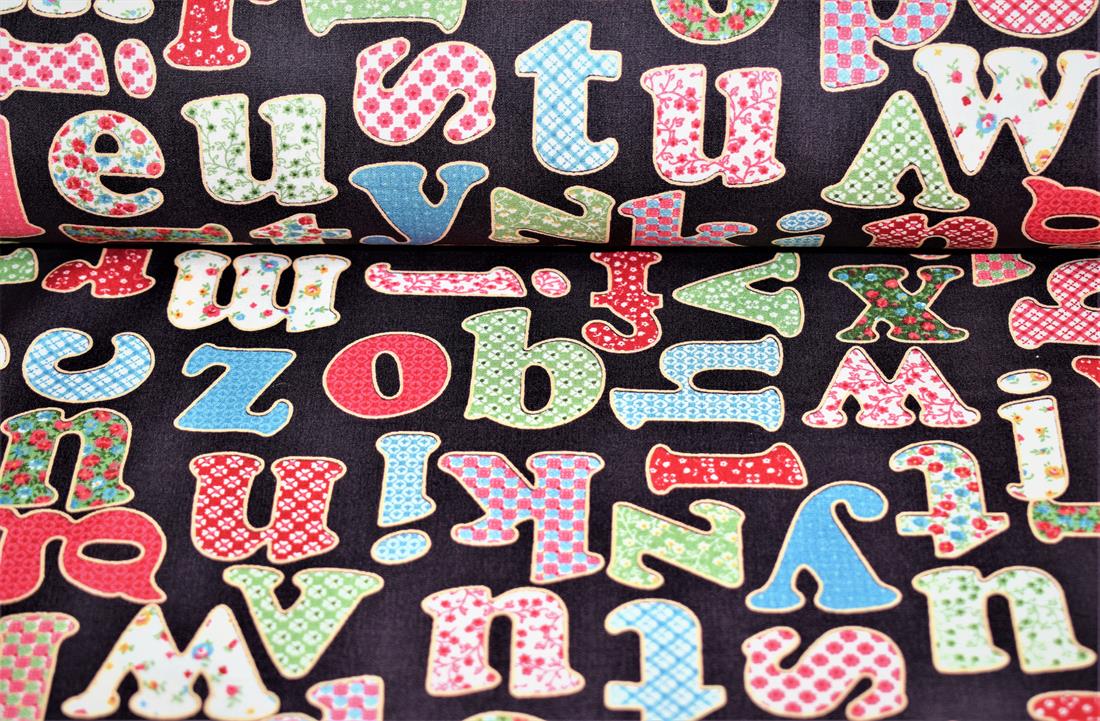 Brown Cotton Alphabet Letters Print