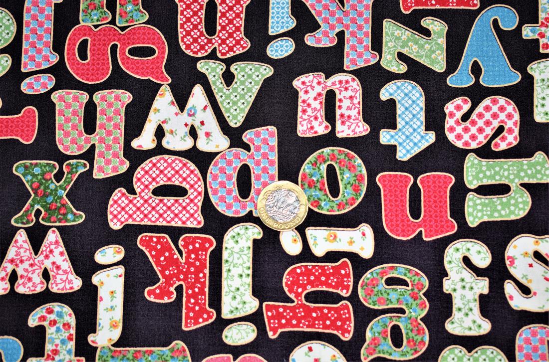Brown Cotton Alphabet Letters Print
