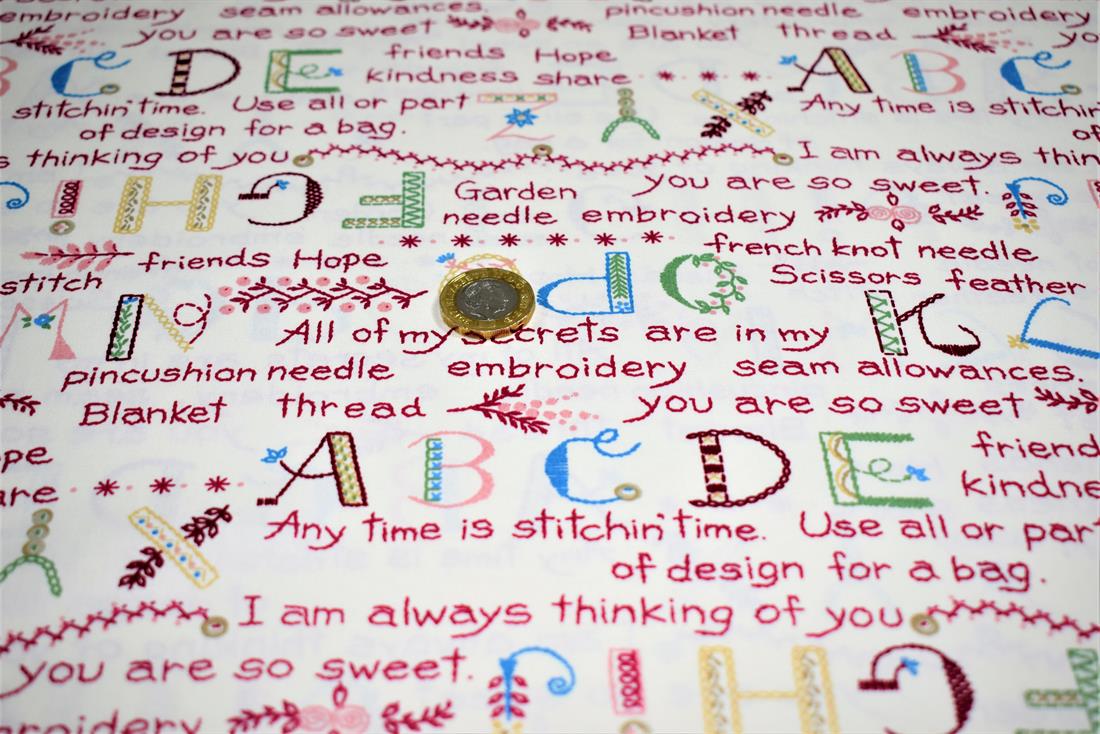 Cream Alphabet Print Cotton