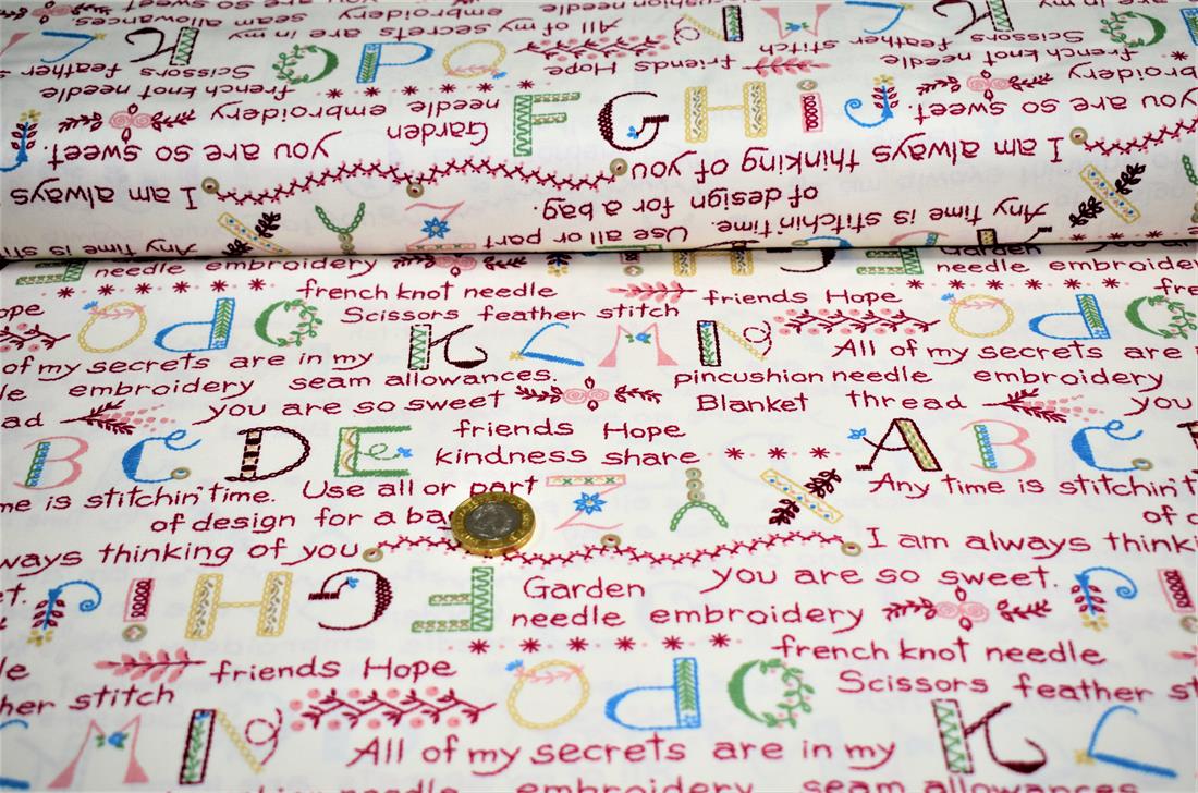 Cream Alphabet Print Cotton