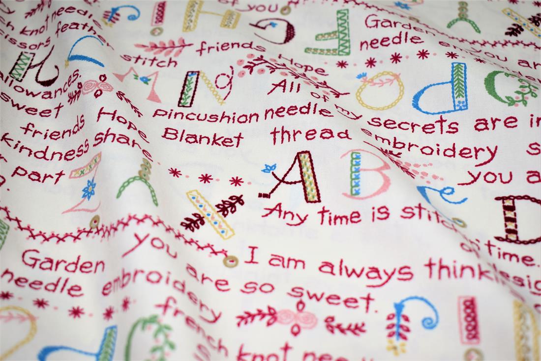 Cream Alphabet Print Cotton
