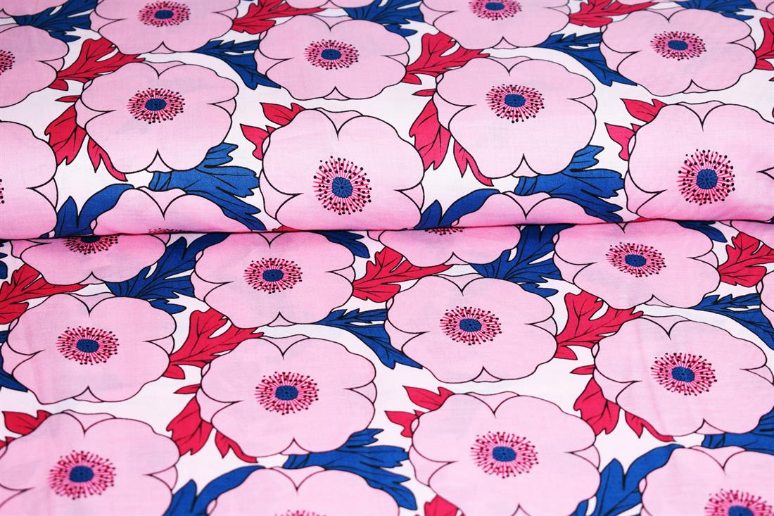 Blue & Pink Cotton Lawn