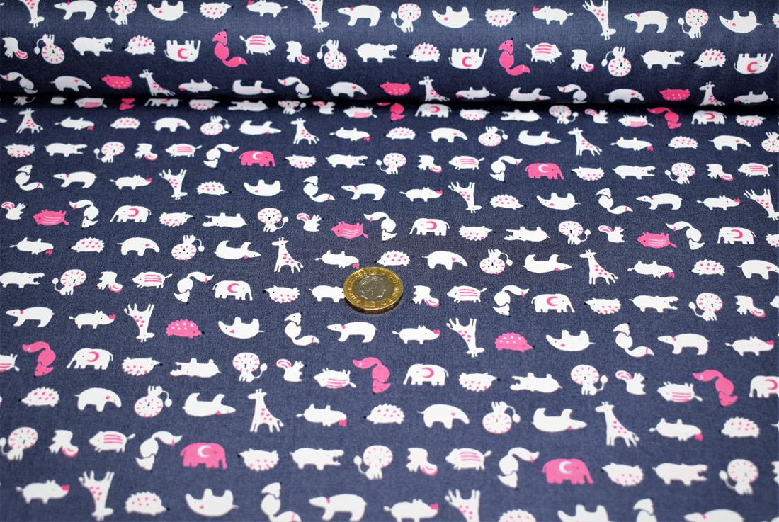 Navy-2 Wildlife Print Cotton