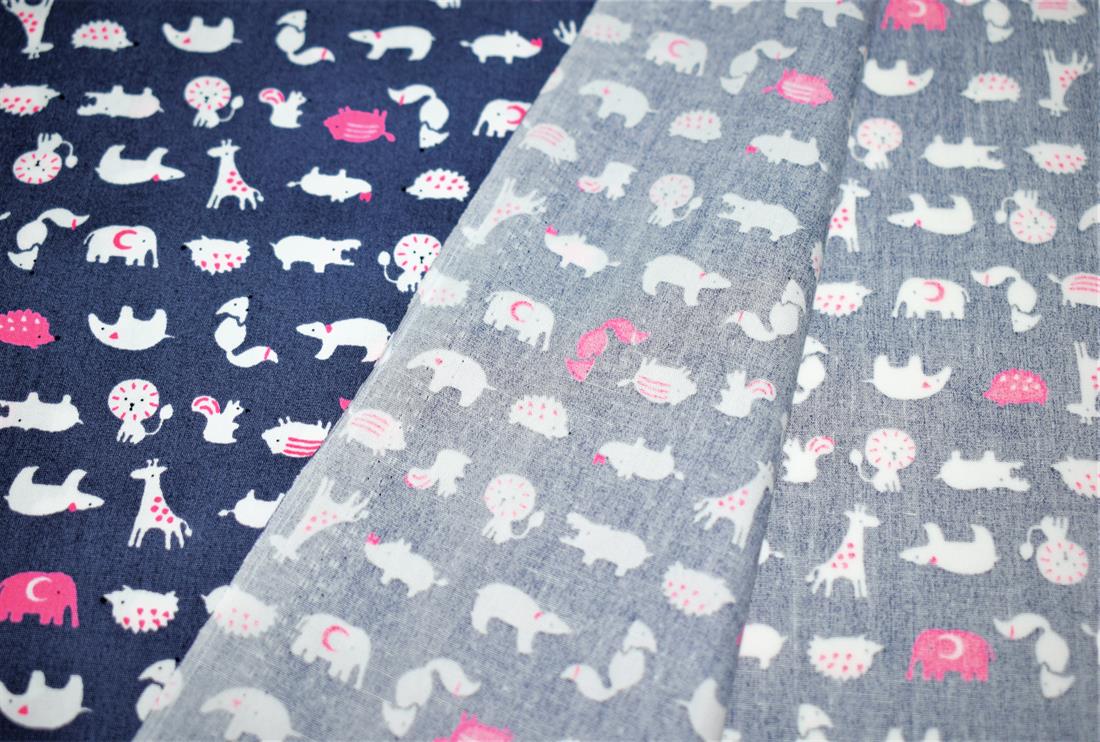 Navy-2 Wildlife Print Cotton