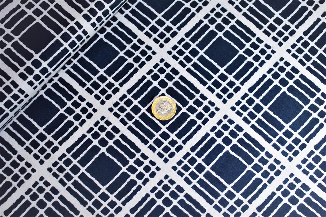 Navy Printed Poplin 100% Cotton 112 Cm Wide