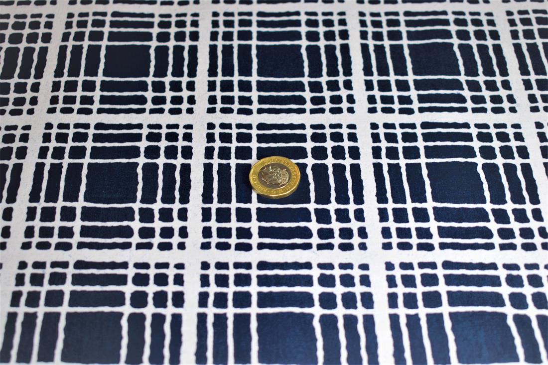 Navy Printed Poplin 100% Cotton 112 Cm Wide