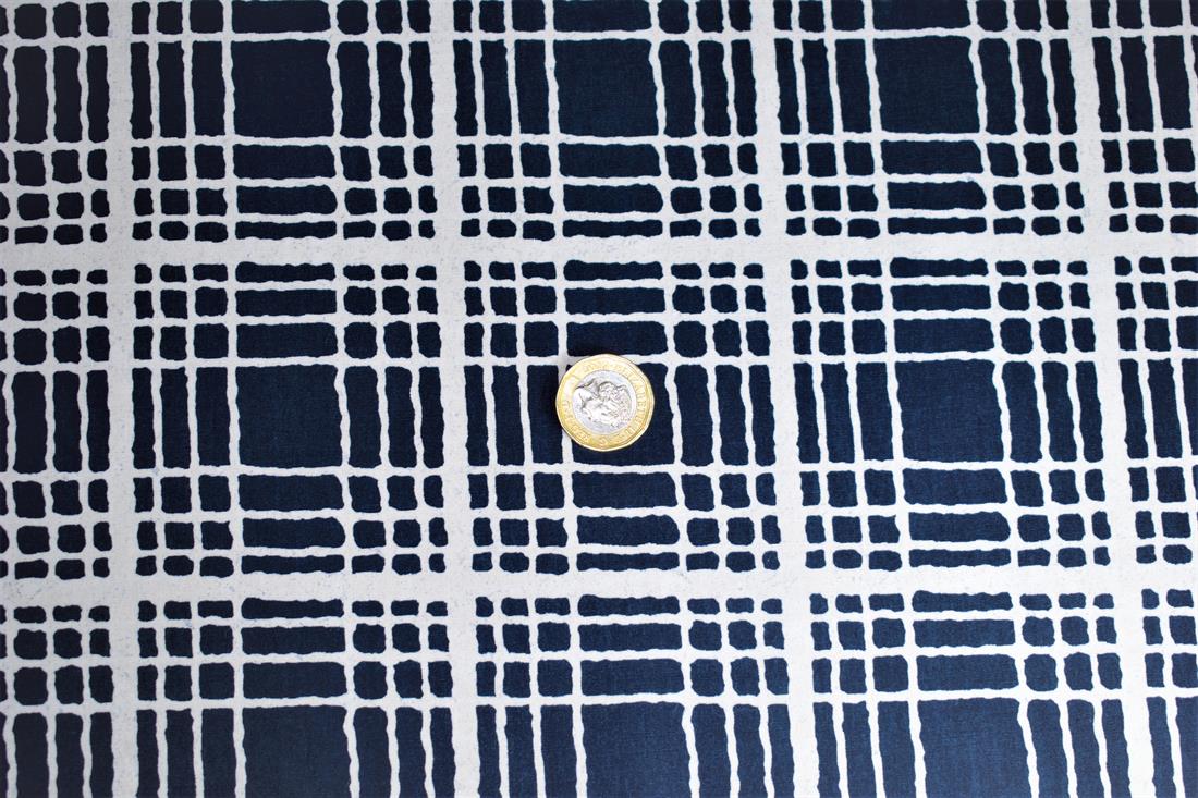 Navy Printed Poplin 100% Cotton 112 Cm Wide