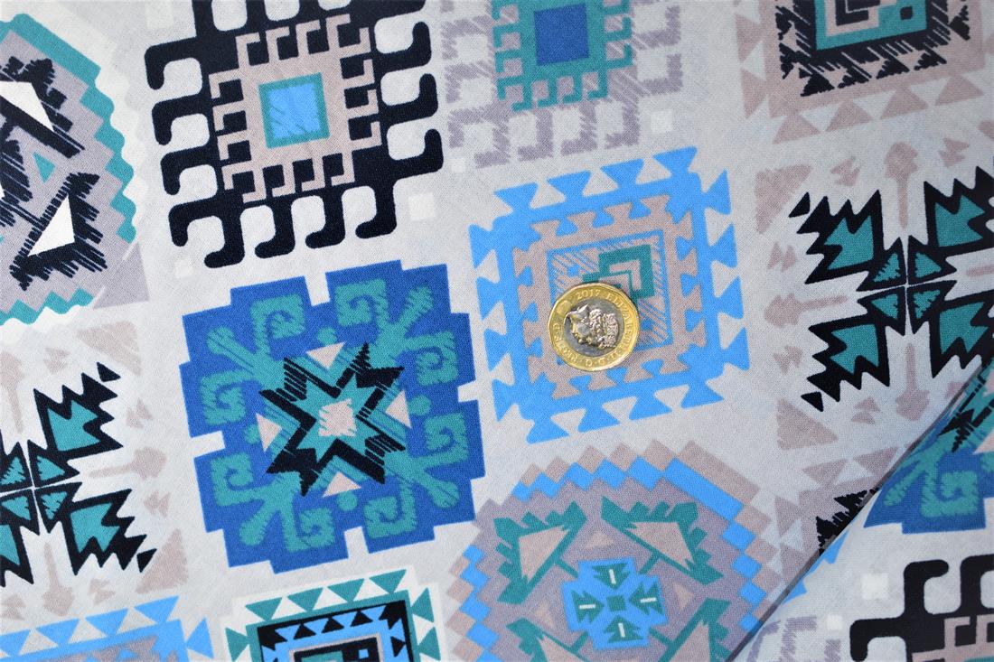 Blue Printed Poplin 100% Cotton 112 Cm Wide