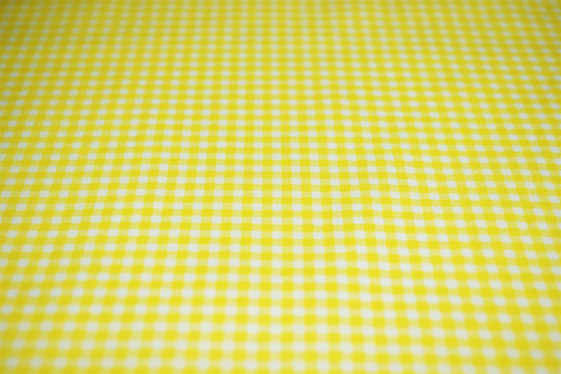 Yellow Printed Cotton Small Gingham