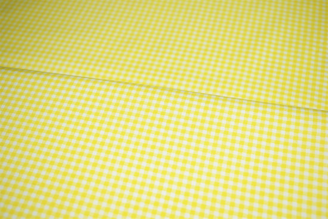 Yellow Printed Cotton Small Gingham