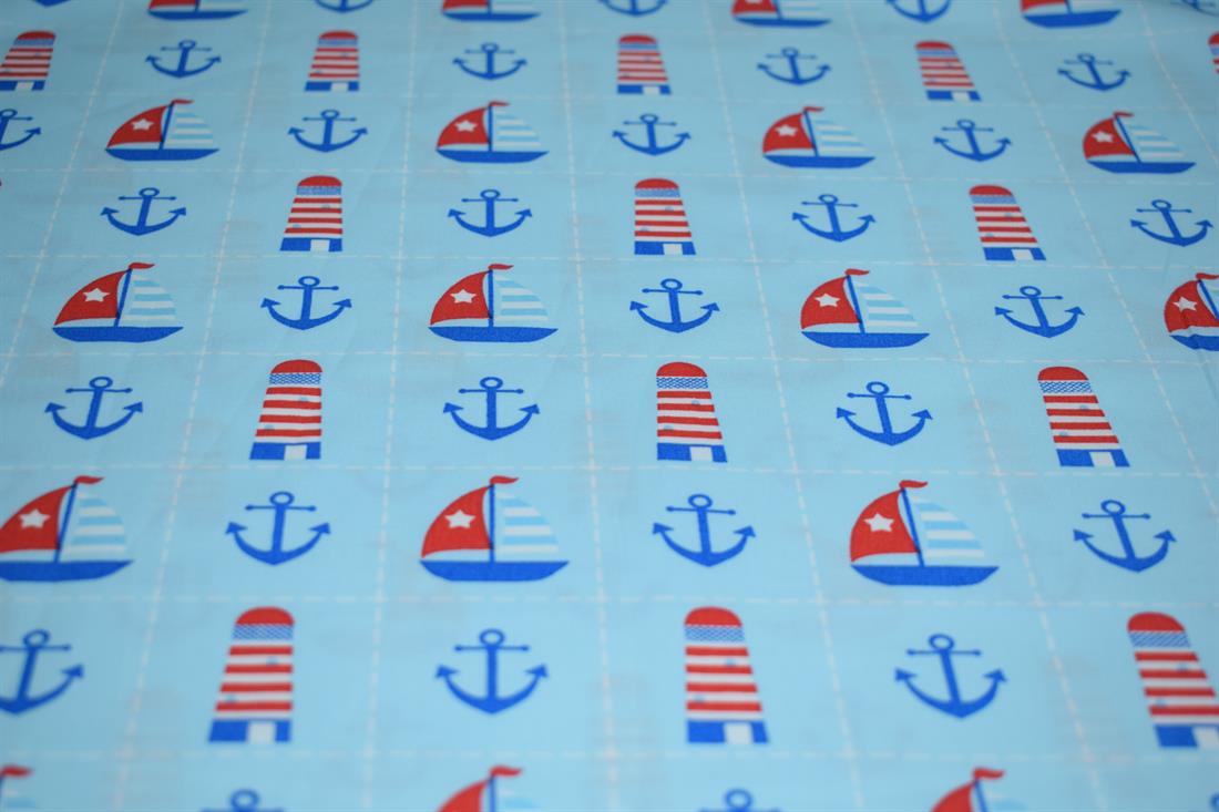 Blue Printed Poplin 100% Cotton 112 Cm Wide