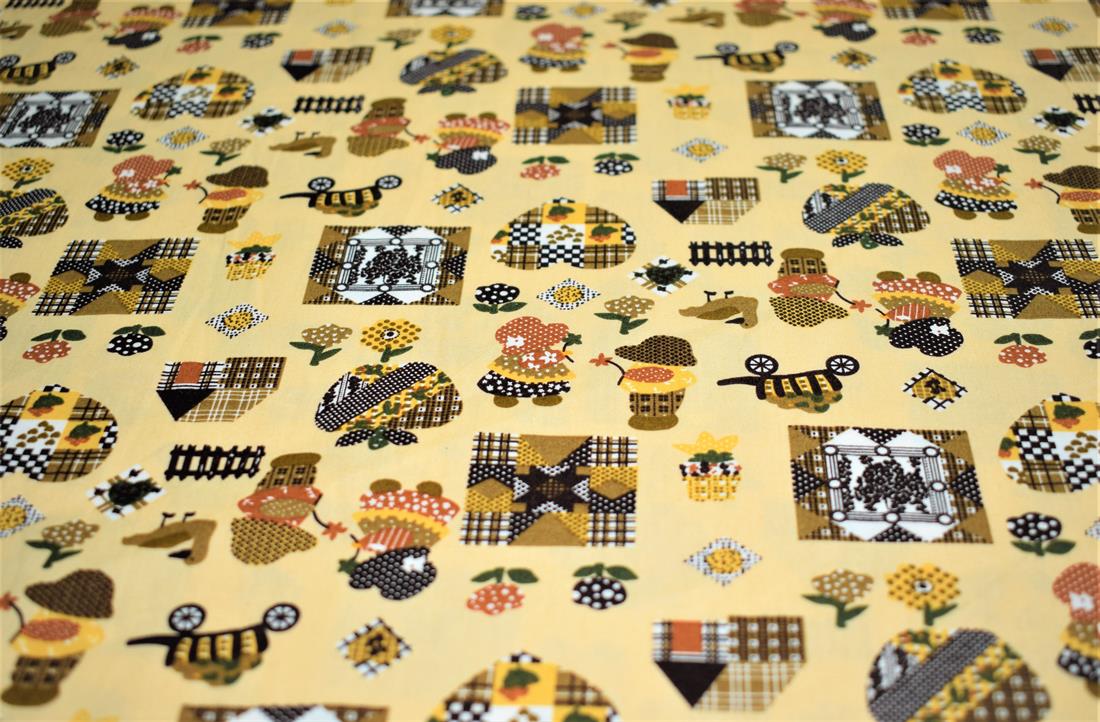 Beige Printed Poplin 100% Cotton 112 Cm Wide