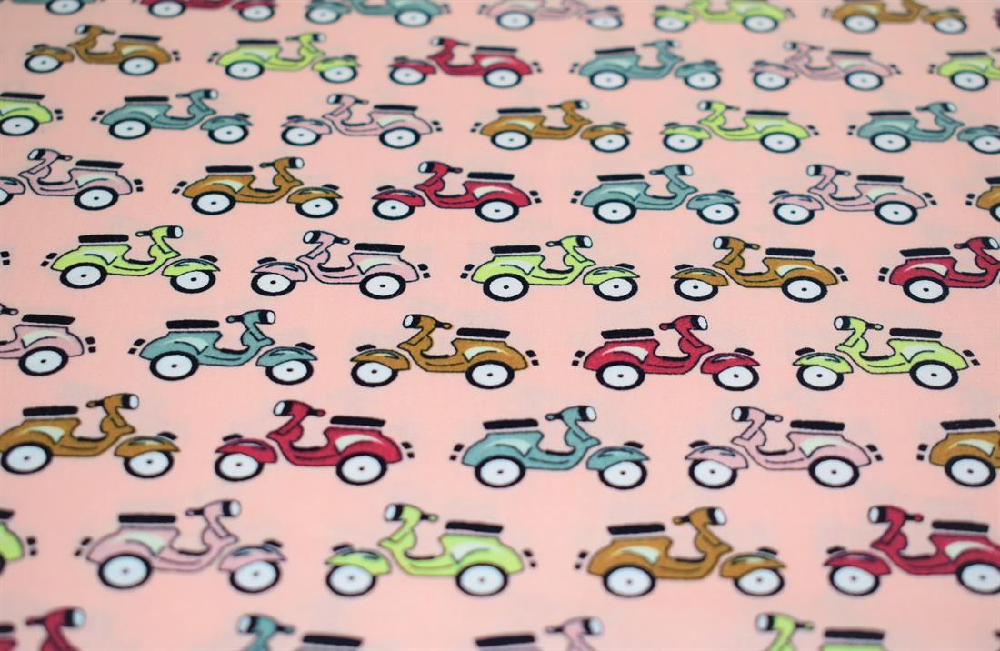 Pink Printed Cotton Scooters-mopeds