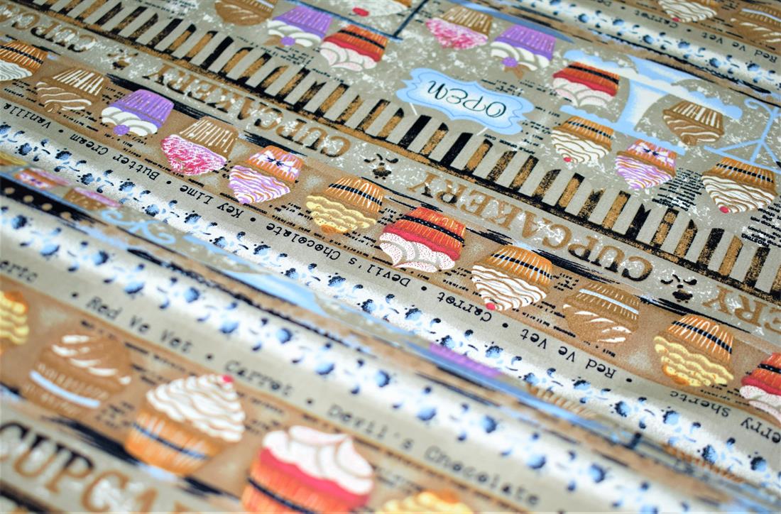 Beige Printed Poplin 100% Cotton 112 Cm Wide