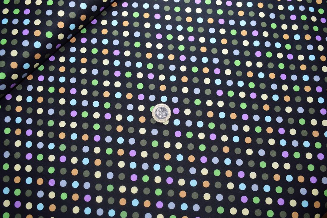 Black & Lime Printed Cotton Small Spot