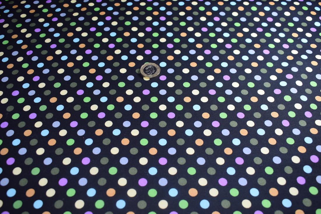 Black & Lime Printed Cotton Small Spot