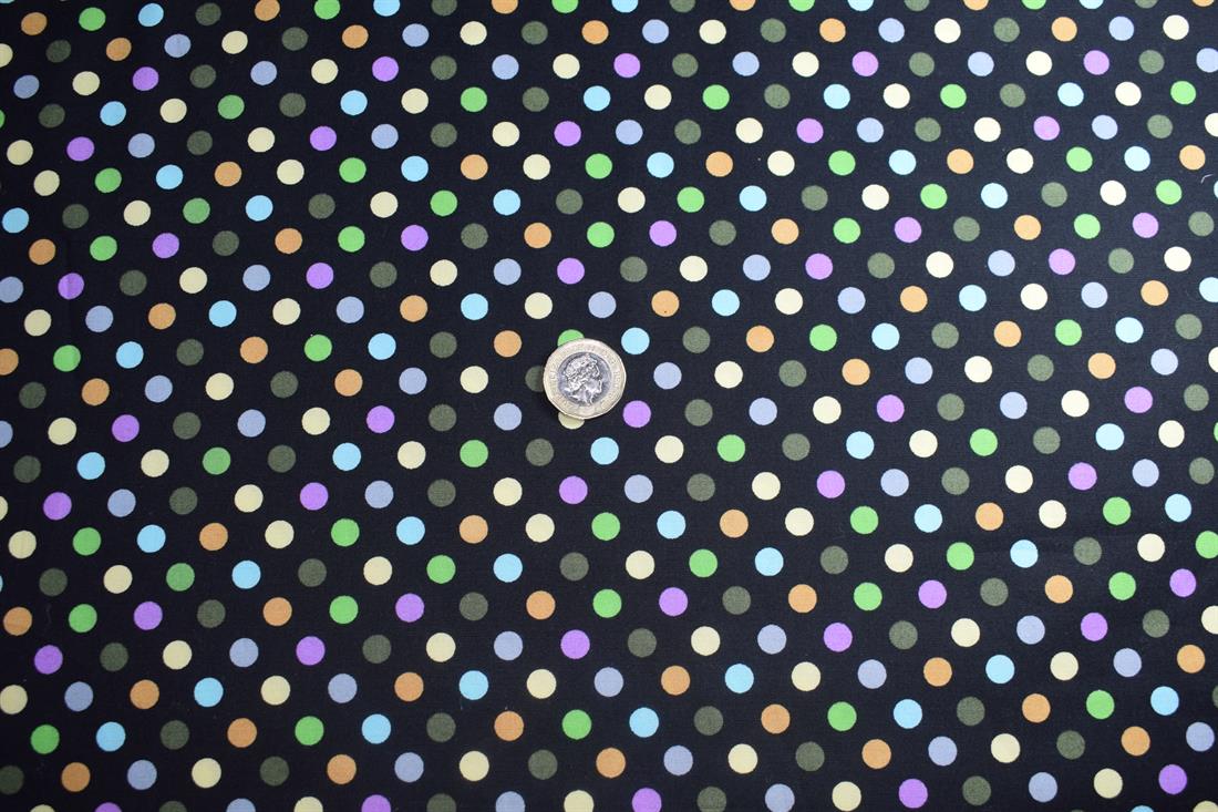Black & Lime Printed Cotton Small Spot